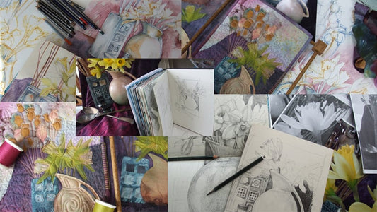 Still Life - Quick Drawing to Fabric Collage