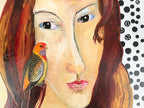 Mixed Media Panel: Girl with a Bird