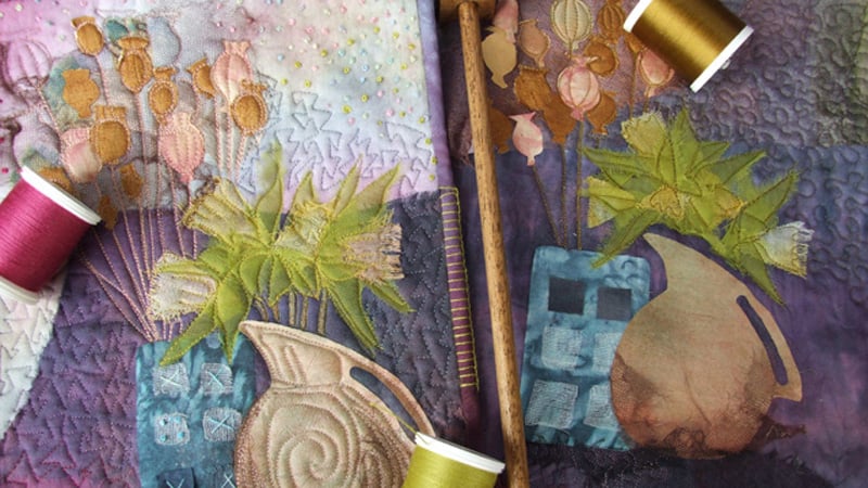 Still Life - Quick Drawing to Fabric Collage