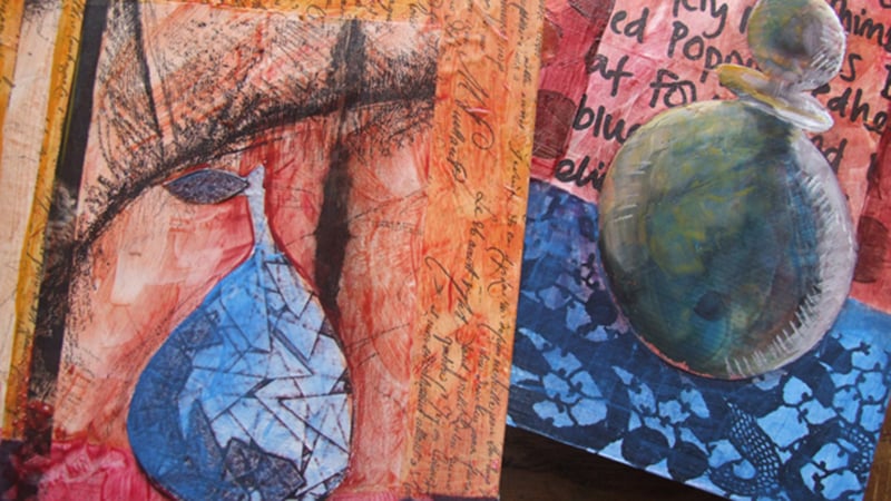 Mixed Media Painting: Collage Panel