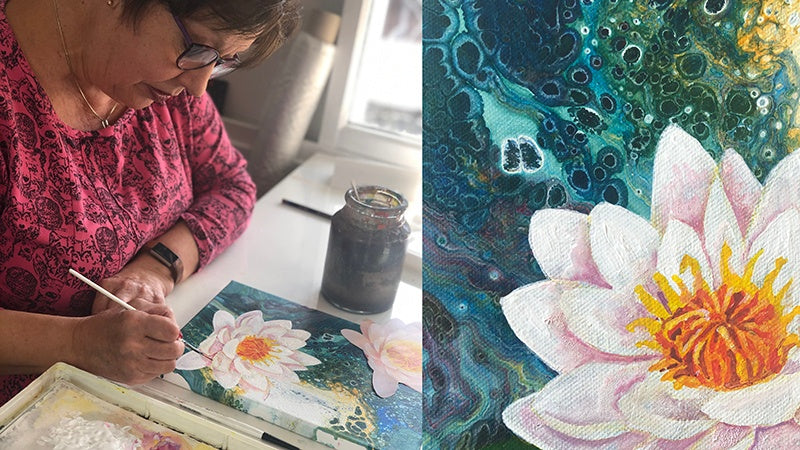 Acrylic Painting on Poured Backgrounds