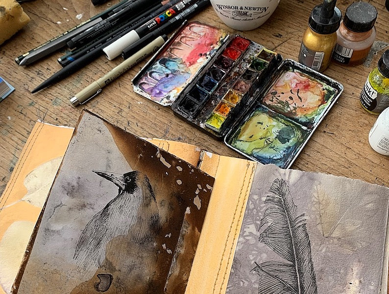 Plant Printed Sketchbook Flip-through